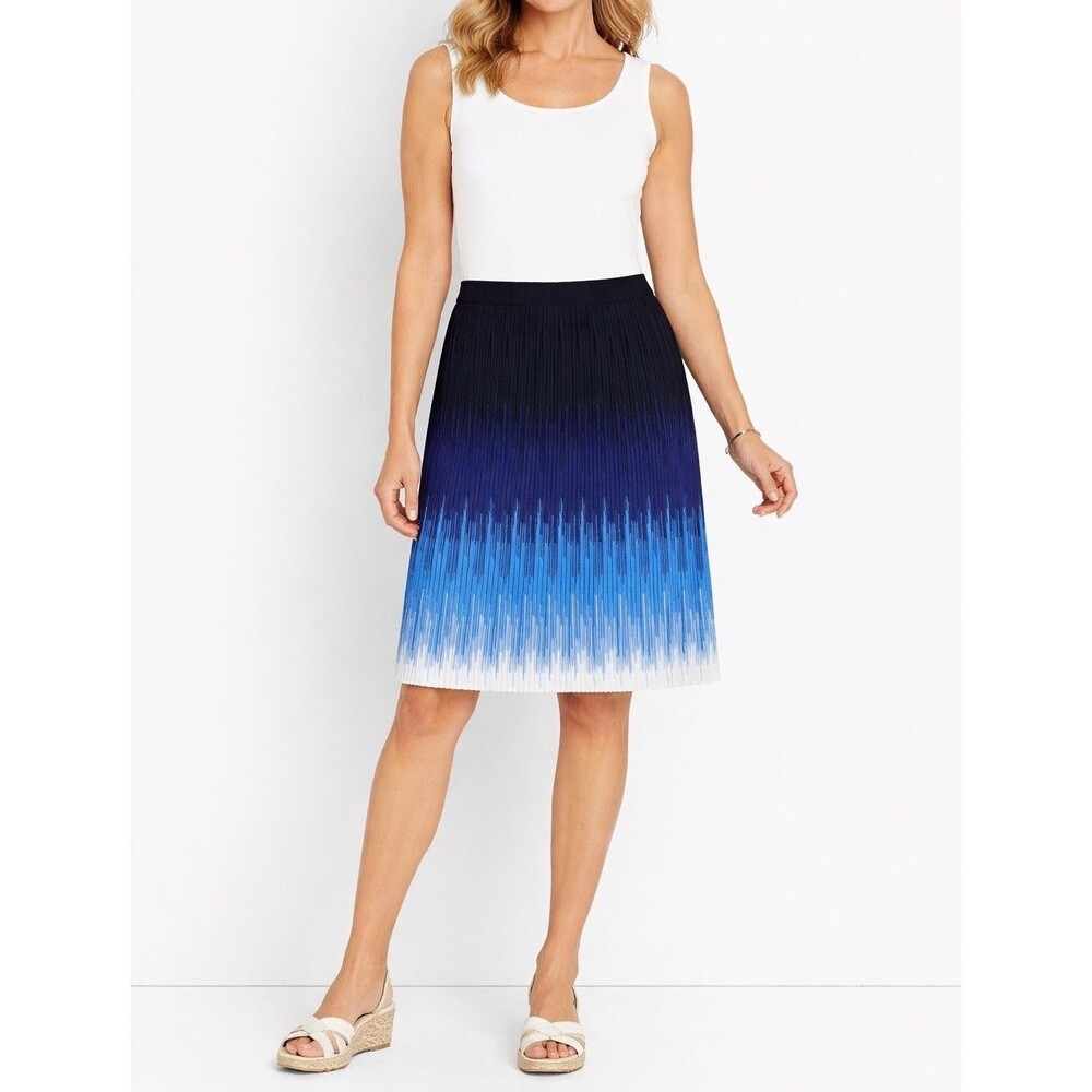 Etcetera Women’s Stretchy Workwear Ombré Lightweight Black Blue Knit Skirt Sz L